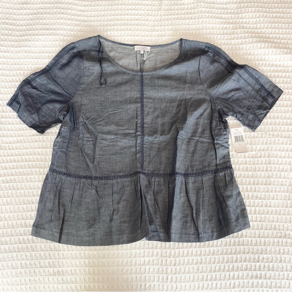 1. State chambray short sleeve top NWT size Large